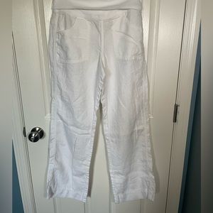 Athleta 100% linen white pant with roll top | 4